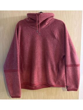 Nike mock neck fleece pullover brick red women's size large